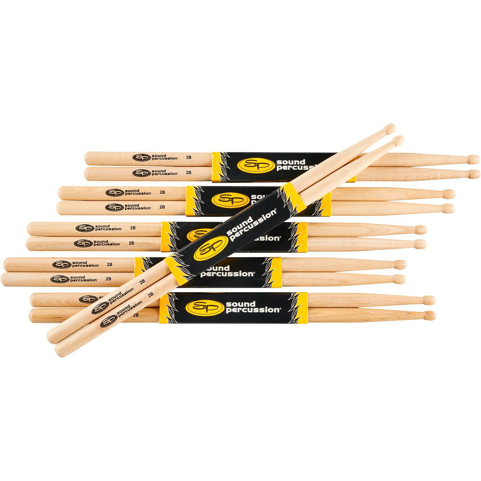 NEW Sound Percussion Labs Hickory Drumsticks 5B Wood Tip Sticks SP5B 2 Sets 